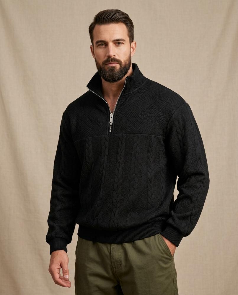 Lands Fashion - Dasen | Textured Quarter-Zip Sweater Men