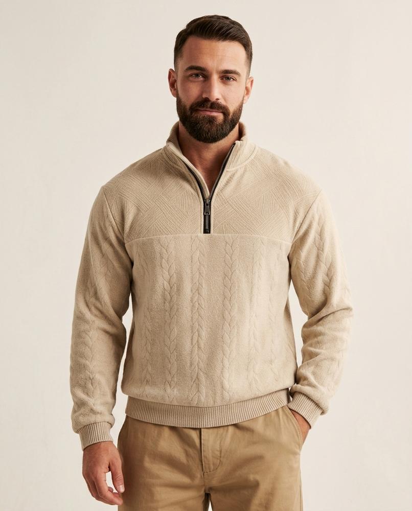 Lands Fashion - Dasen | Textured Quarter-Zip Sweater Men