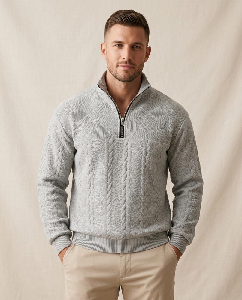 Lands Fashion - Dasen | Textured Quarter-Zip Sweater Men