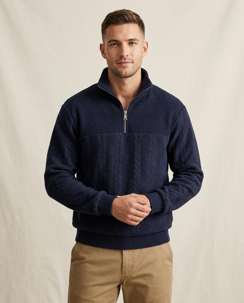 Lands Fashion - Dasen | Textured Quarter-Zip Sweater Men