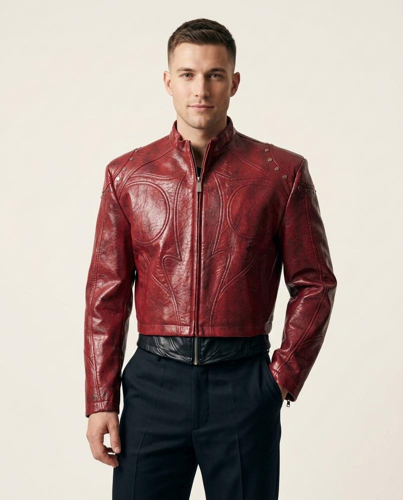 Lands Fashion - Notir | Studded Distressed Leather Jacket Men