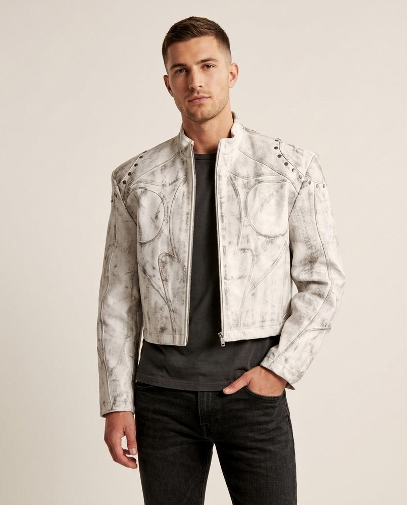 Lands Fashion - Notir | Studded Distressed Leather Jacket Men
