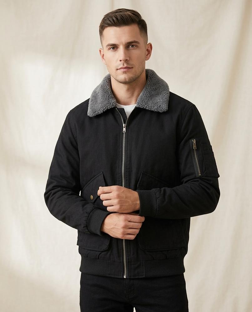 Lands Fashion - Kemin | Zip-Up Sherpa-Collar Jacket Men