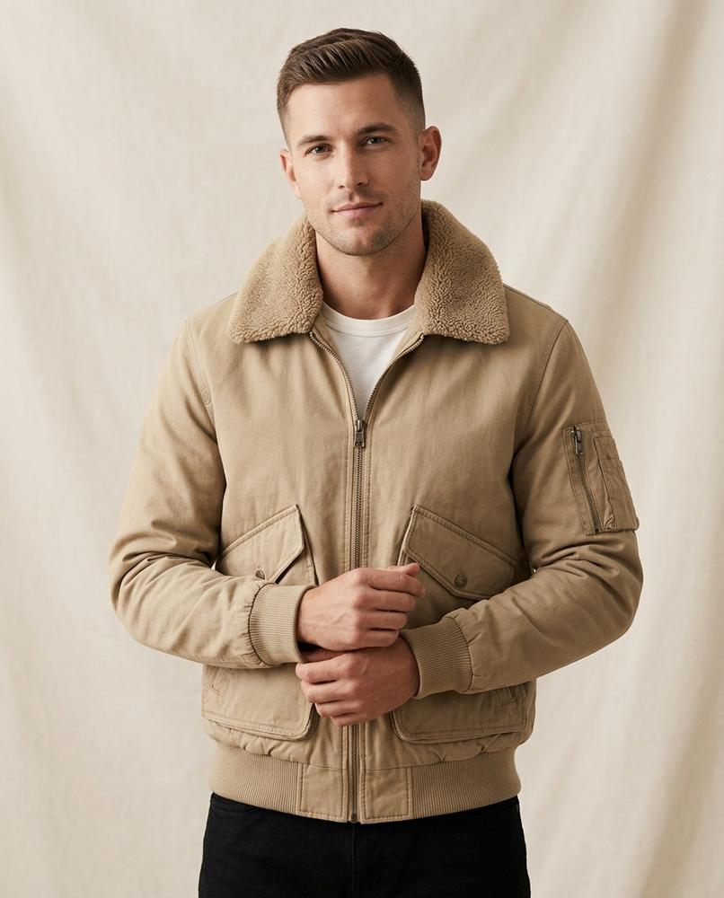 Lands Fashion - Kemin | Zip-Up Sherpa-Collar Jacket Men