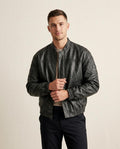 Lands Fashion - Losin | Washed-Look Zip-Up Leather Jacket Men