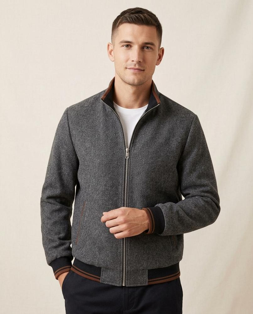 Lands Fashion - Raver | Zip-Up Rib-Trimmed Jacket Men