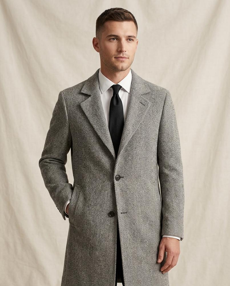 Lands Fashion - Valin | Herringbone Slim-Fit Coat Men