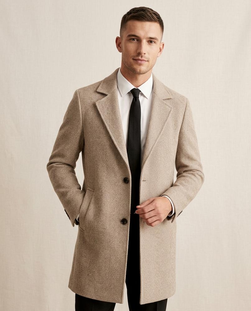 Lands Fashion - Valin | Herringbone Slim-Fit Coat Men
