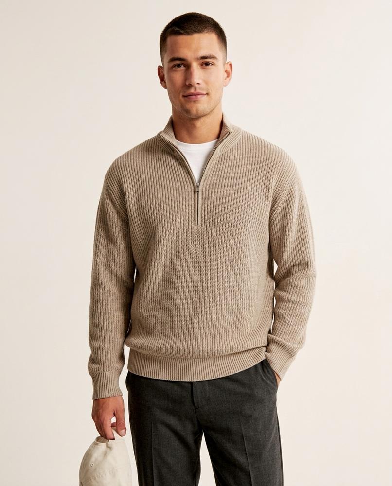 Lands Fashion - Ratal | Rib-Knit Quarter-Zip Sweater Men