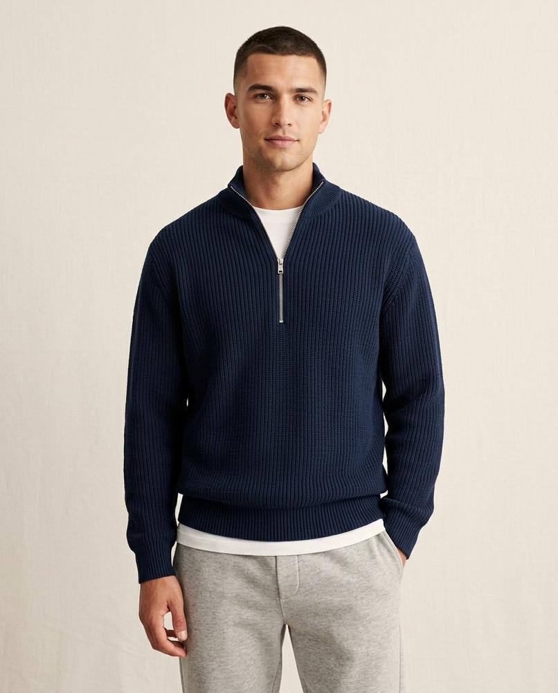 Lands Fashion - Ratal | Rib-Knit Quarter-Zip Sweater Men