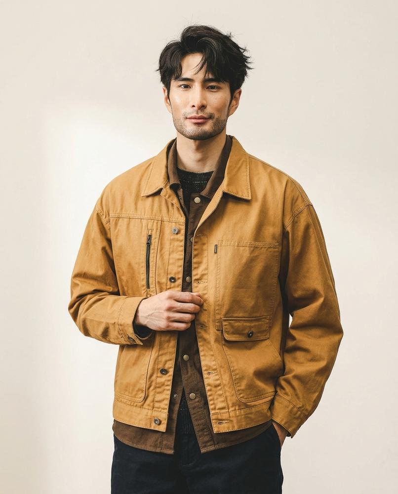 Lands Fashion - Nimon | Button-Front Utility Jacket Men