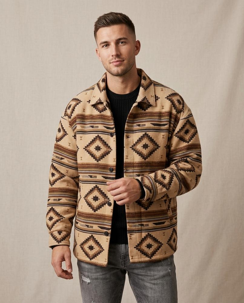 Lands Fashion - Lenav | Patterned Collared Jacket Men