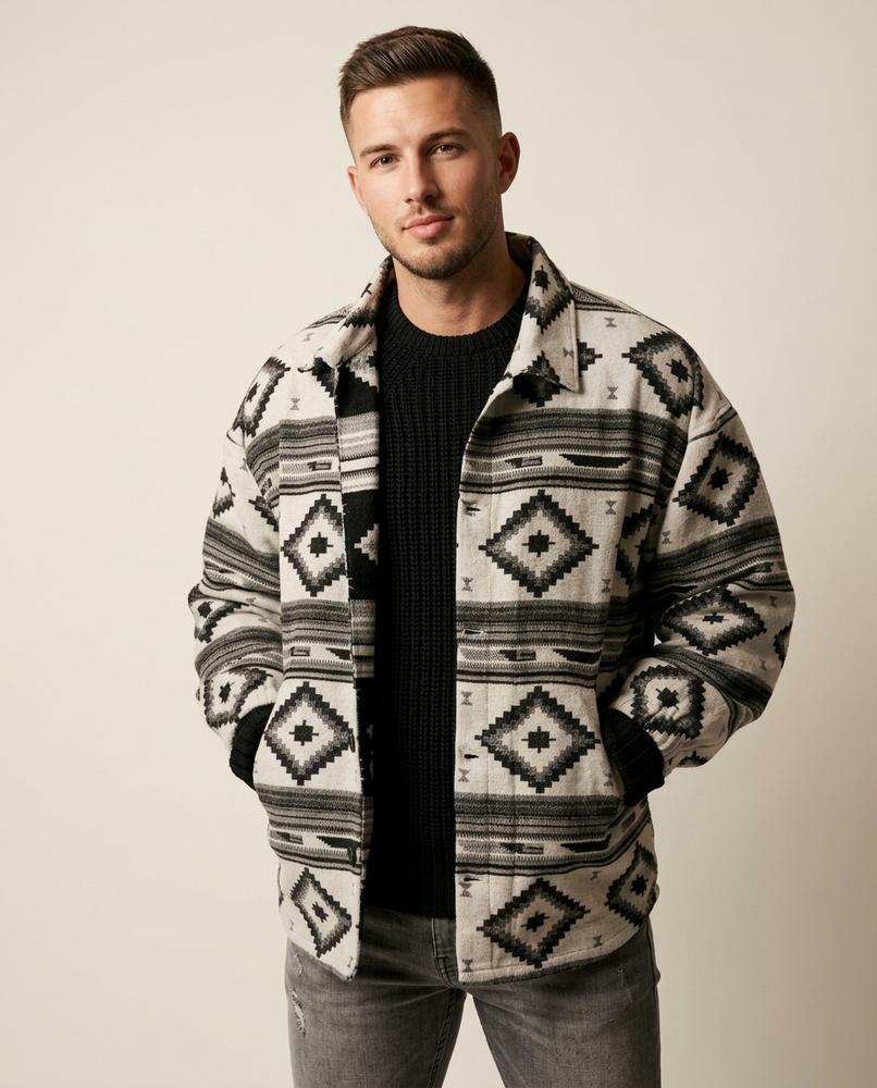 Lands Fashion - Lenav | Patterned Collared Jacket Men
