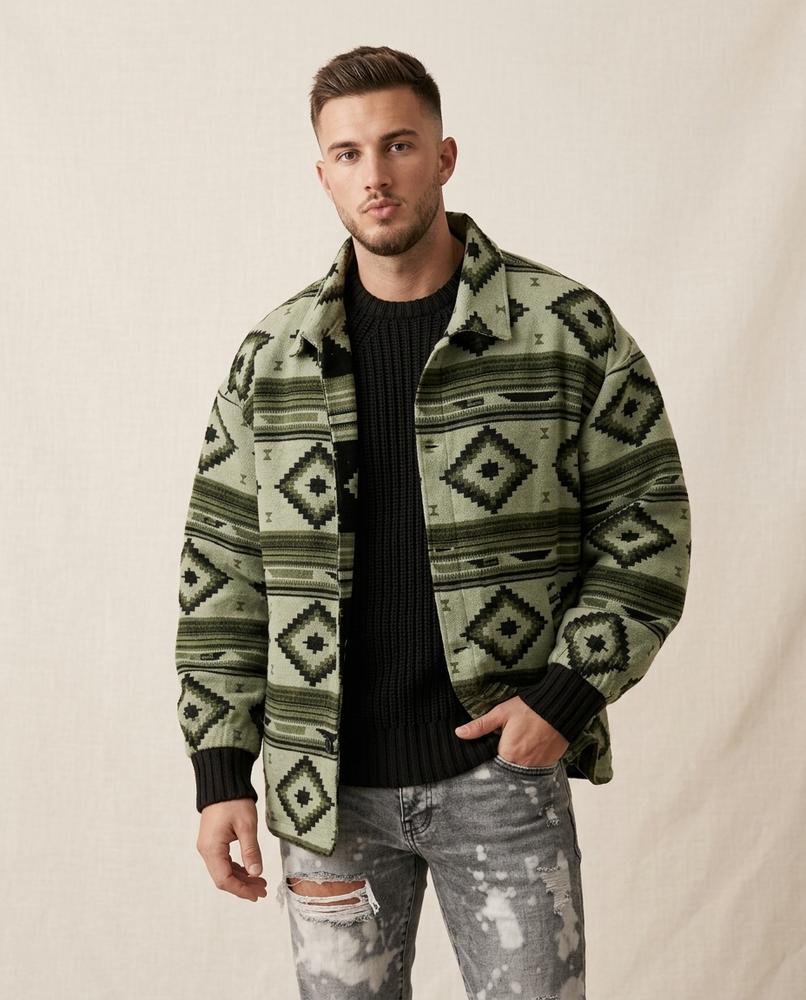 Lands Fashion - Lenav | Patterned Collared Jacket Men