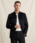 Lands Fashion - Aldan | Velvet Mandarin Collar Blazer Men