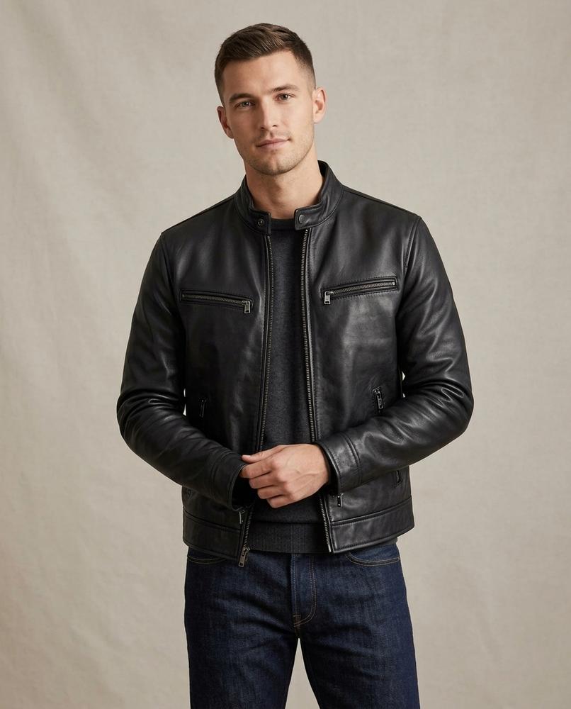 Lands Fashion - Zelom | Zippered Lined Leather Jacket Men