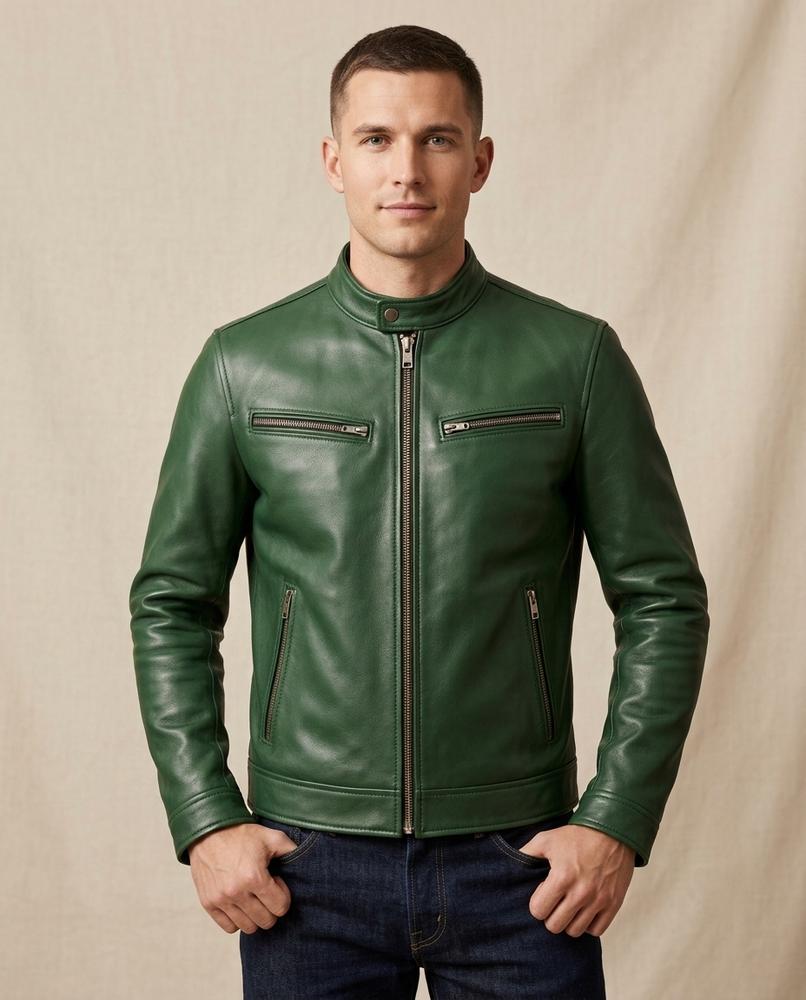 Lands Fashion - Zelom | Zippered Lined Leather Jacket Men