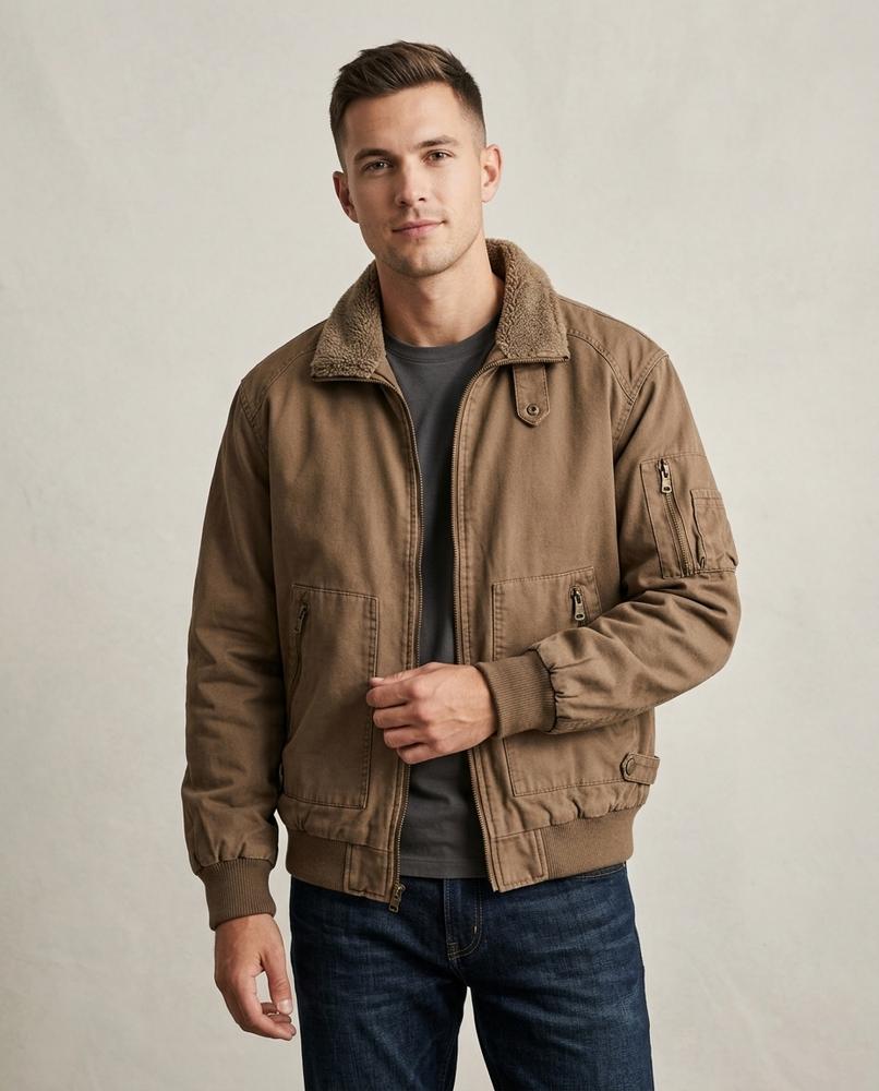 Lands Fashion - Noram | Sherpa-Collar Lined Jacket Men