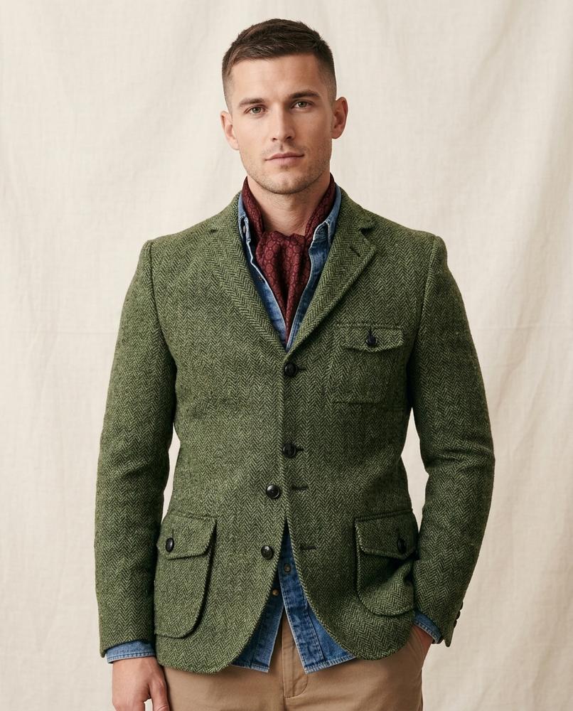 Lands Fashion - Lomer | Herringbone Slim-Fit Blazer Men