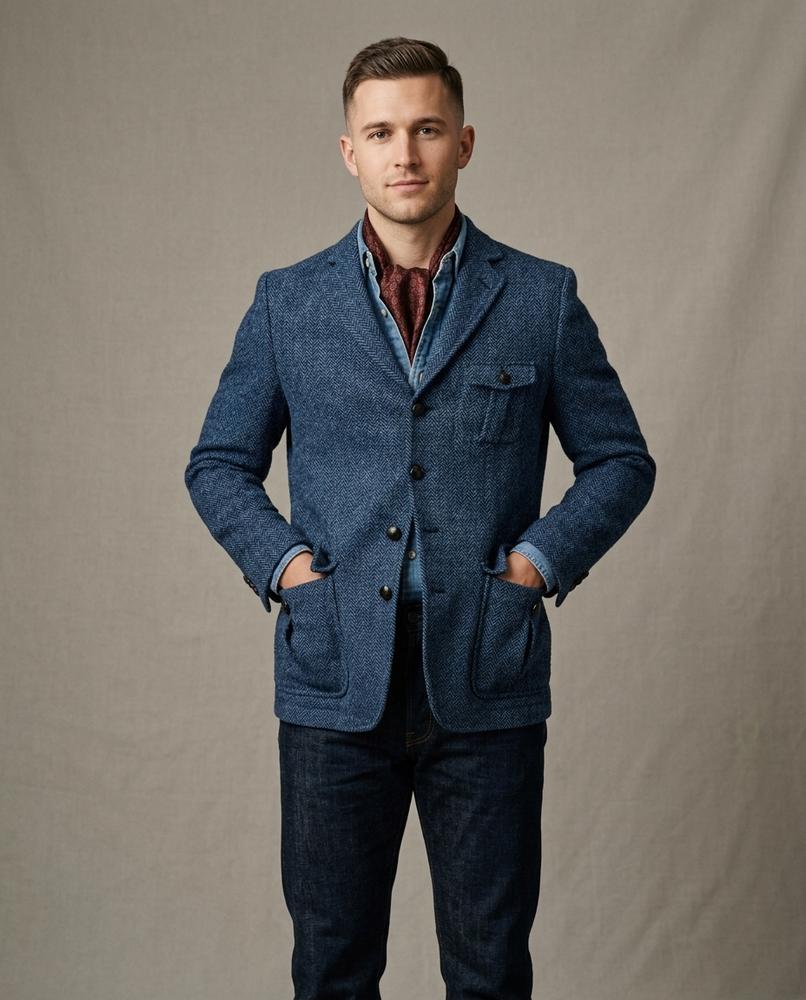 Lands Fashion - Lomer | Herringbone Slim-Fit Blazer Men