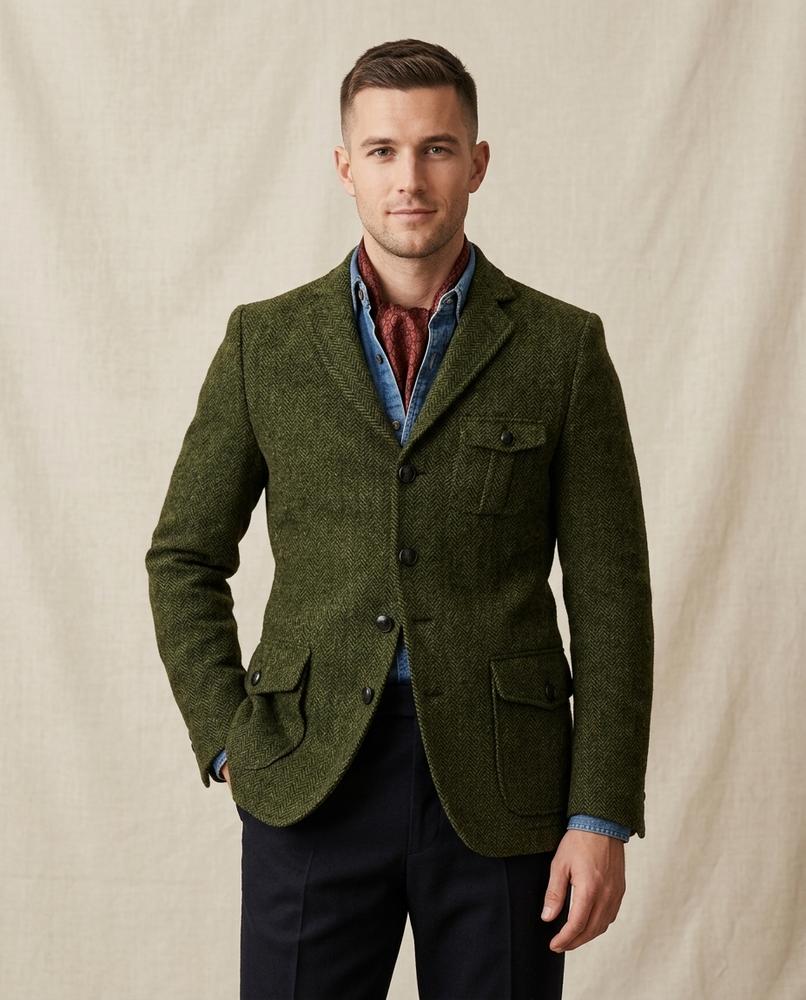 Lands Fashion - Lomer | Herringbone Slim-Fit Blazer Men