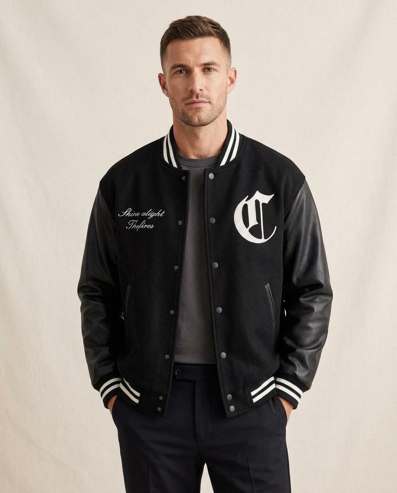 Lands Fashion - Caral | Embroidered Contrast-Sleeve Jacket Men