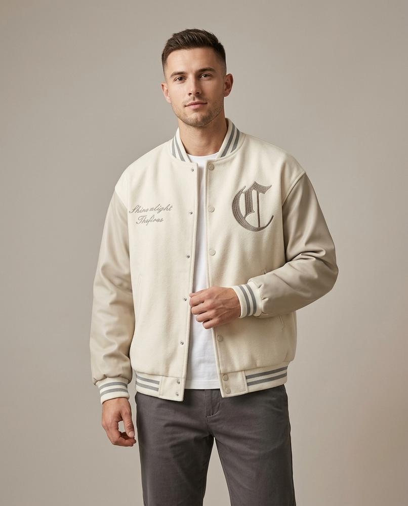 Lands Fashion - Caral | Embroidered Contrast-Sleeve Jacket Men