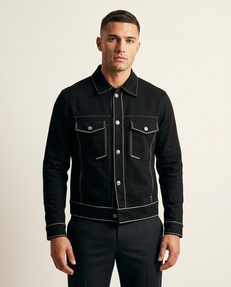 Lands Fashion - Aldar | Contrast-Stitched Button-Up Jacket Men