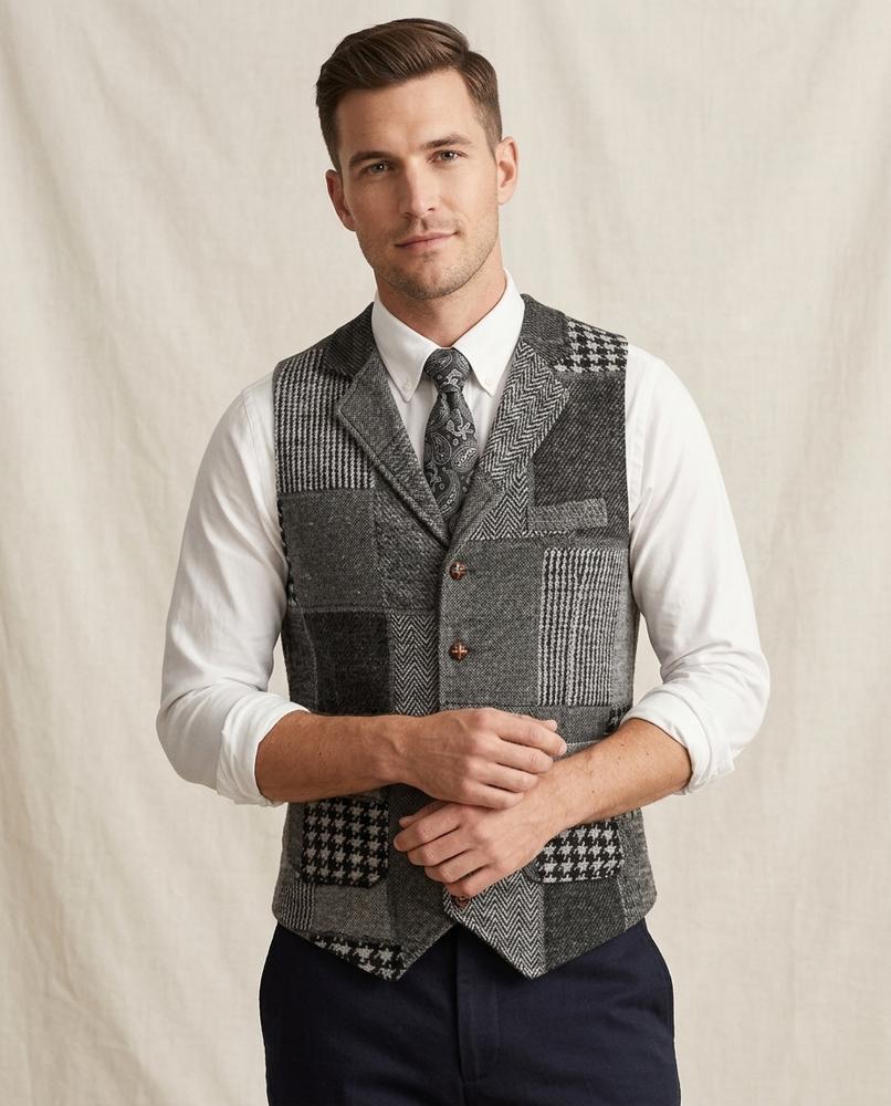 Lands Fashion - Kemon | Patchwork Notched Lapel Vest Men