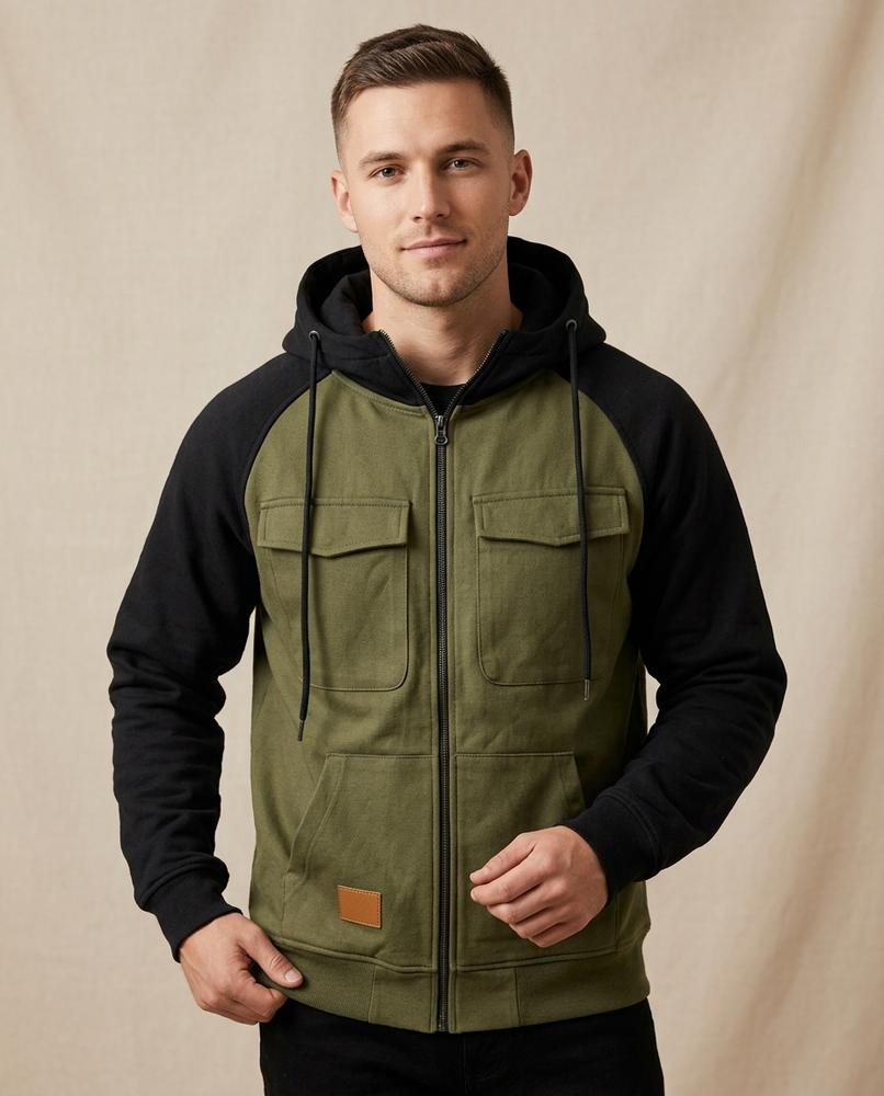 Lands Fashion - Marev | Two-Tone Lined Hoodie Men