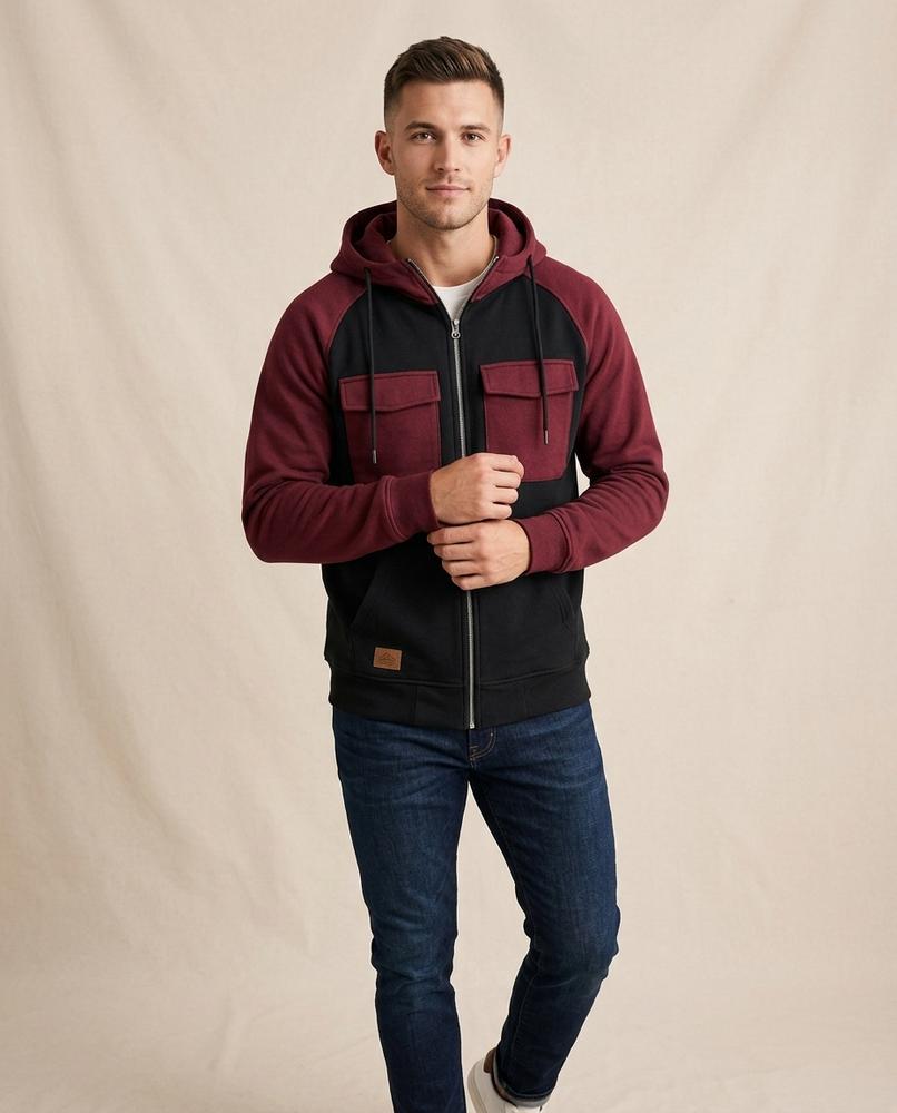 Lands Fashion - Marev | Two-Tone Lined Hoodie Men