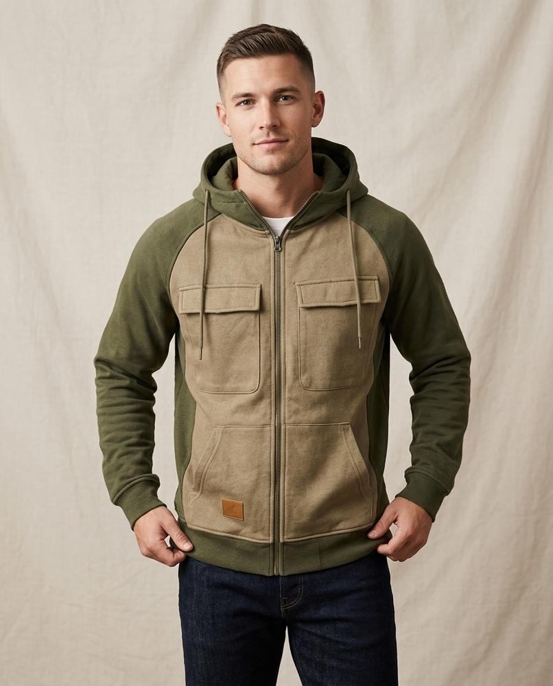 Lands Fashion - Marev | Two-Tone Lined Hoodie Men