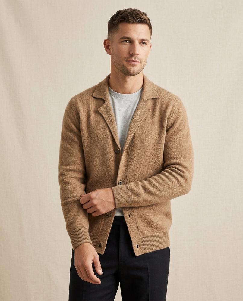 Lands Fashion - Kanav | Notched Lapel Button-Front Knit Cardigan Men
