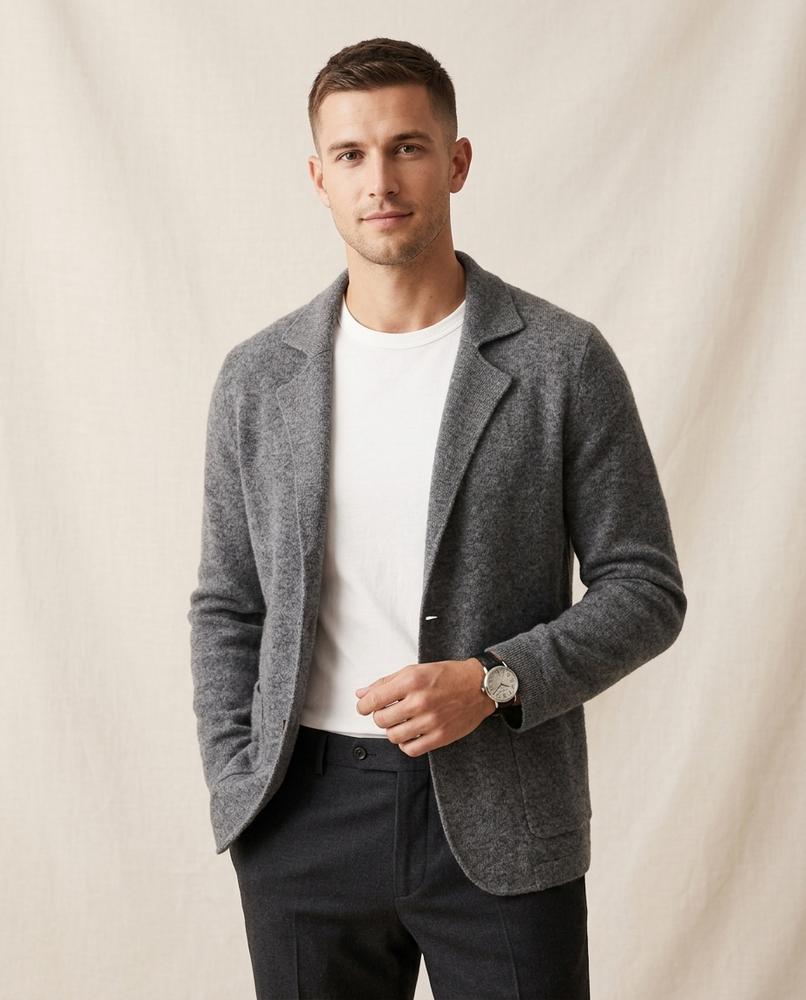 Lands Fashion - Kanav | Notched Lapel Button-Front Knit Cardigan Men