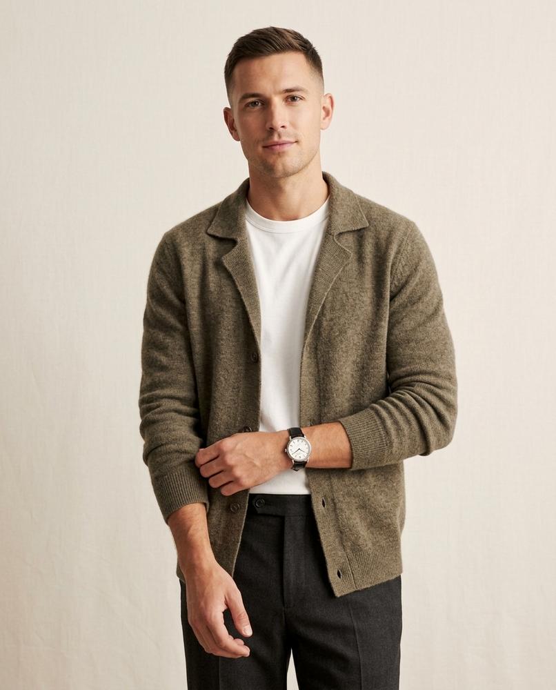 Lands Fashion - Kanav | Notched Lapel Button-Front Knit Cardigan Men