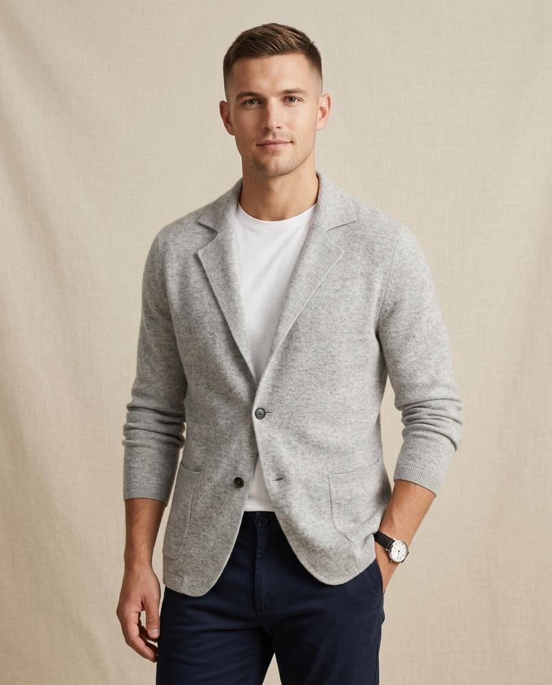Lands Fashion - Kanav | Notched Lapel Button-Front Knit Cardigan Men