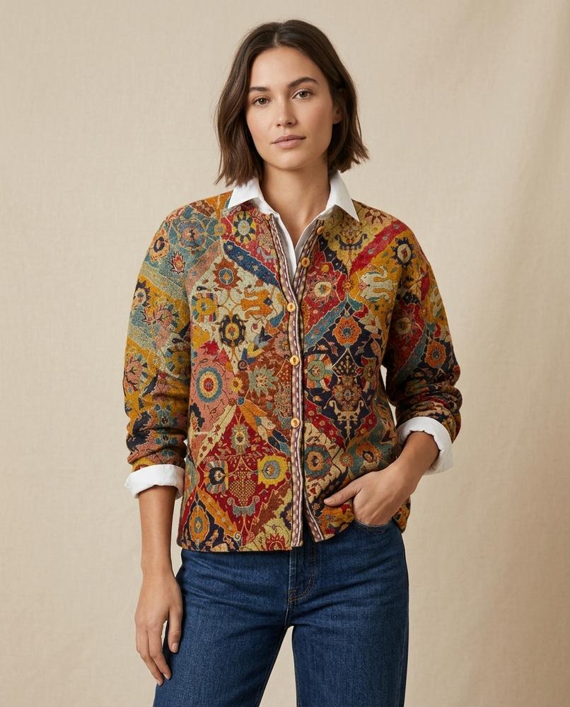 Lands Fashion - Rolan | Jacquard-Knit Button-Front Knit Cardigan Women