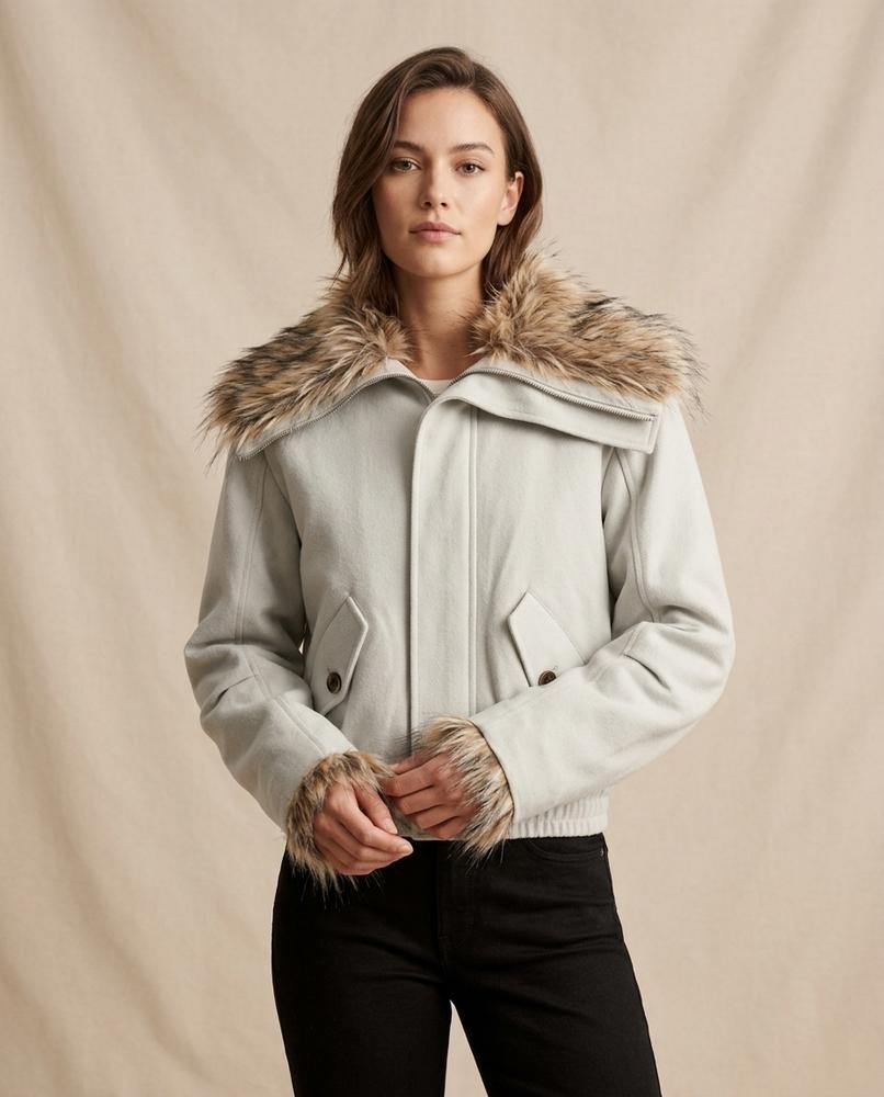 Lands Fashion - Rasin | Fur-Trimmed Cropped Jacket Women