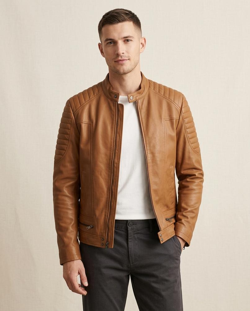 Lands Fashion - Lemir | Quilted Slim-Fit Leather Jacket Men