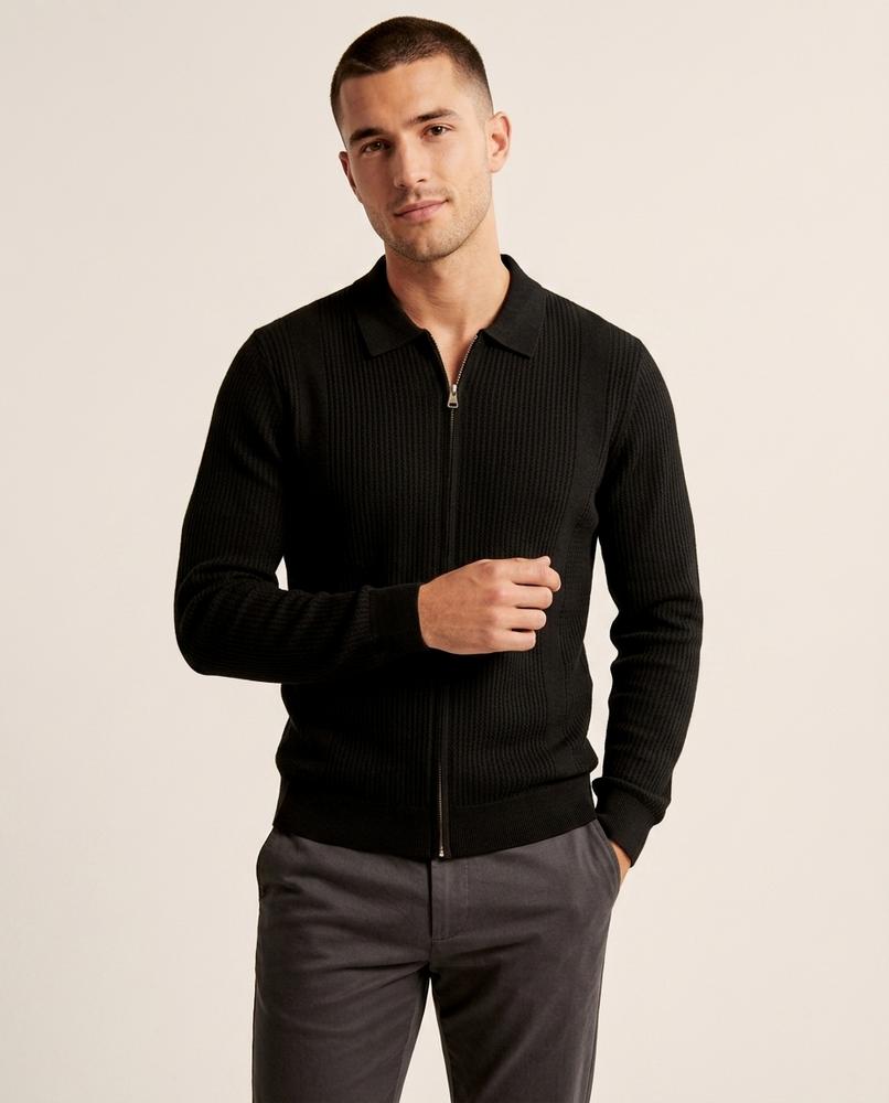 Lands Fashion - Cotor | Rib-Knit Zip-Front Knit Cardigan Men