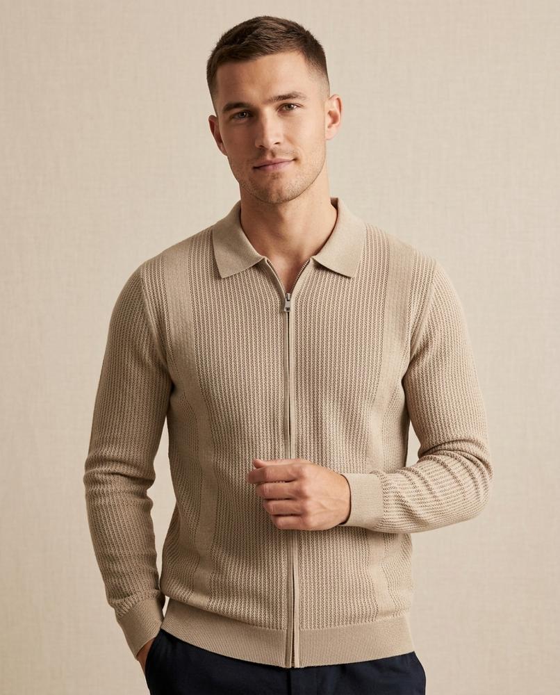 Lands Fashion - Cotor | Rib-Knit Zip-Front Knit Cardigan Men