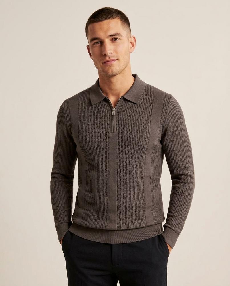 Lands Fashion - Cotor | Rib-Knit Zip-Front Knit Cardigan Men