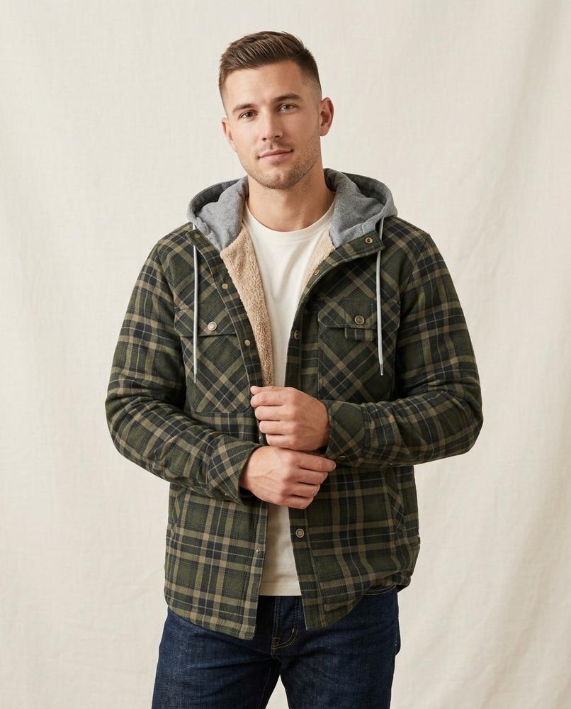 Lands Fashion - Kesel | Hooded Plaid Jacket Men