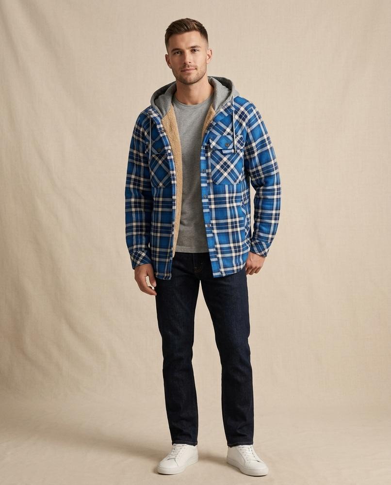 Lands Fashion - Kesel | Hooded Plaid Jacket Men