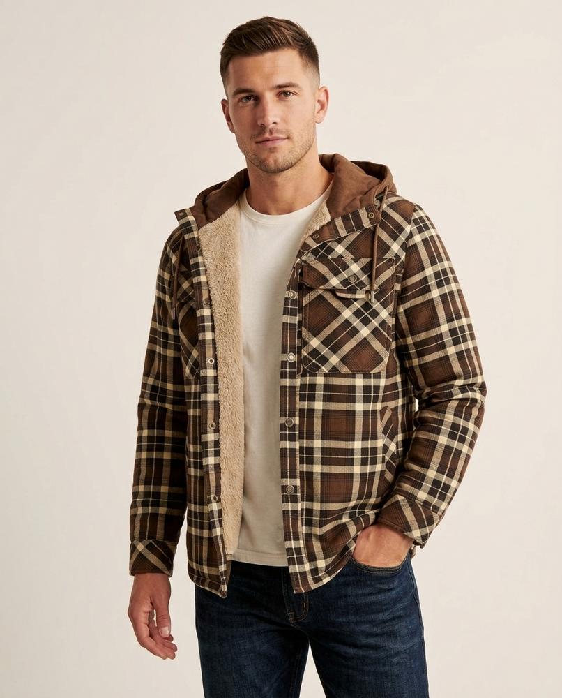 Lands Fashion - Kesel | Hooded Plaid Jacket Men