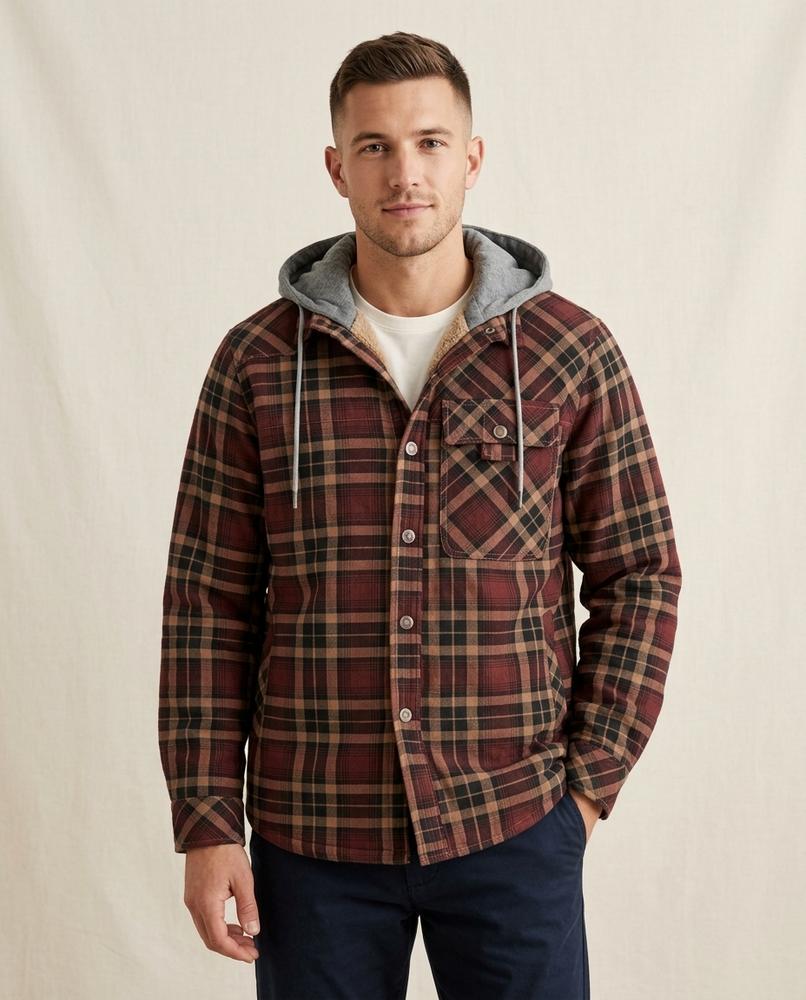 Lands Fashion - Kesel | Hooded Plaid Jacket Men