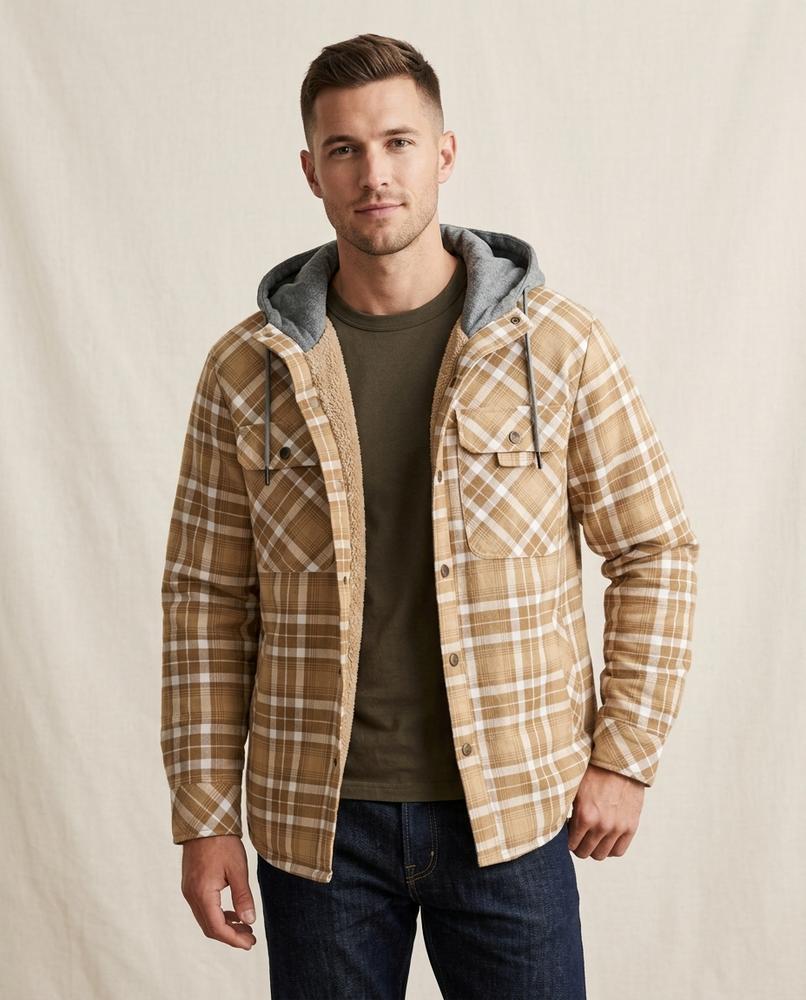 Lands Fashion - Kesel | Hooded Plaid Jacket Men
