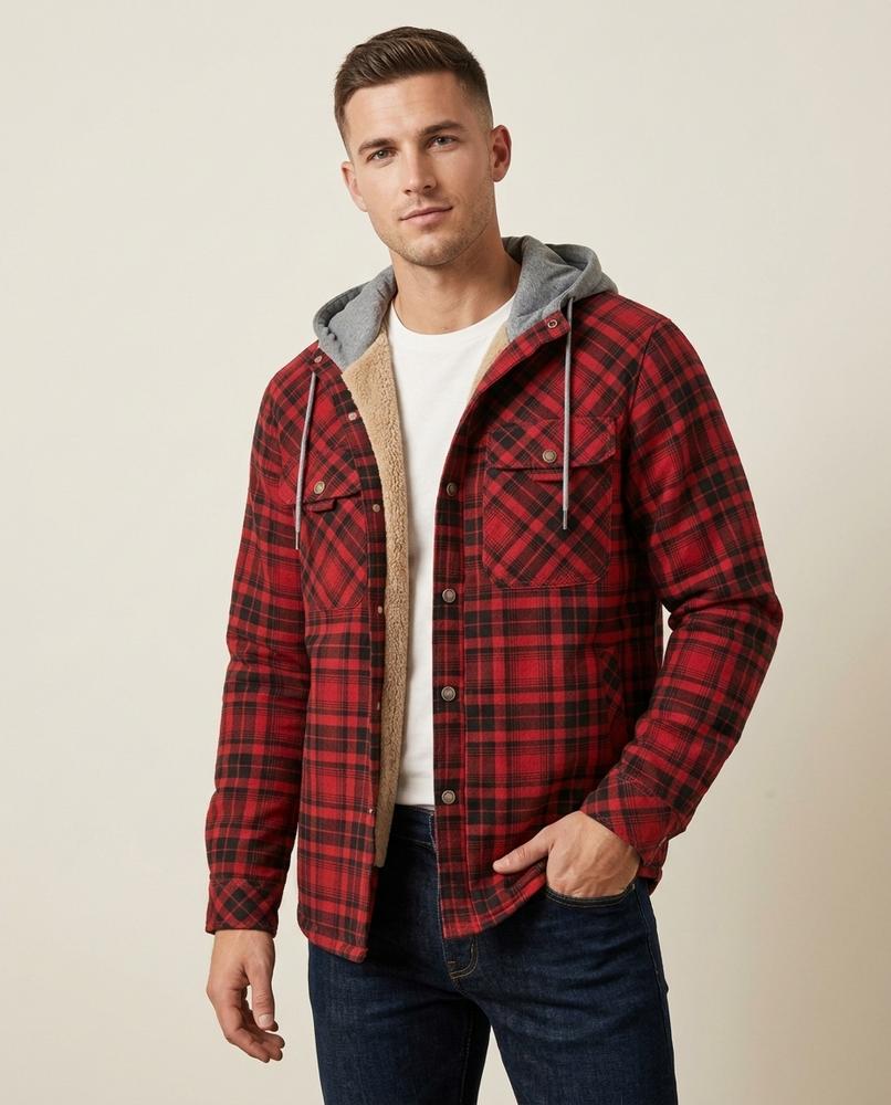 Lands Fashion - Kesel | Hooded Plaid Jacket Men