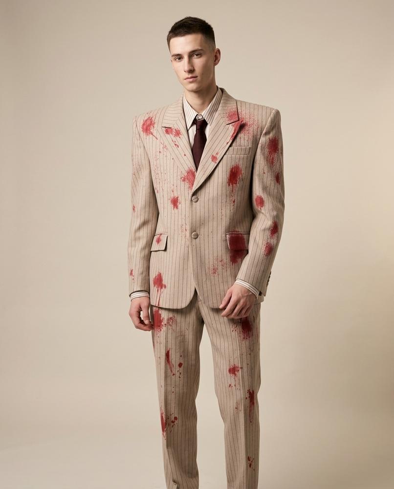 Lands Fashion - Raser | Pinstriped Single-Breasted Suit Men