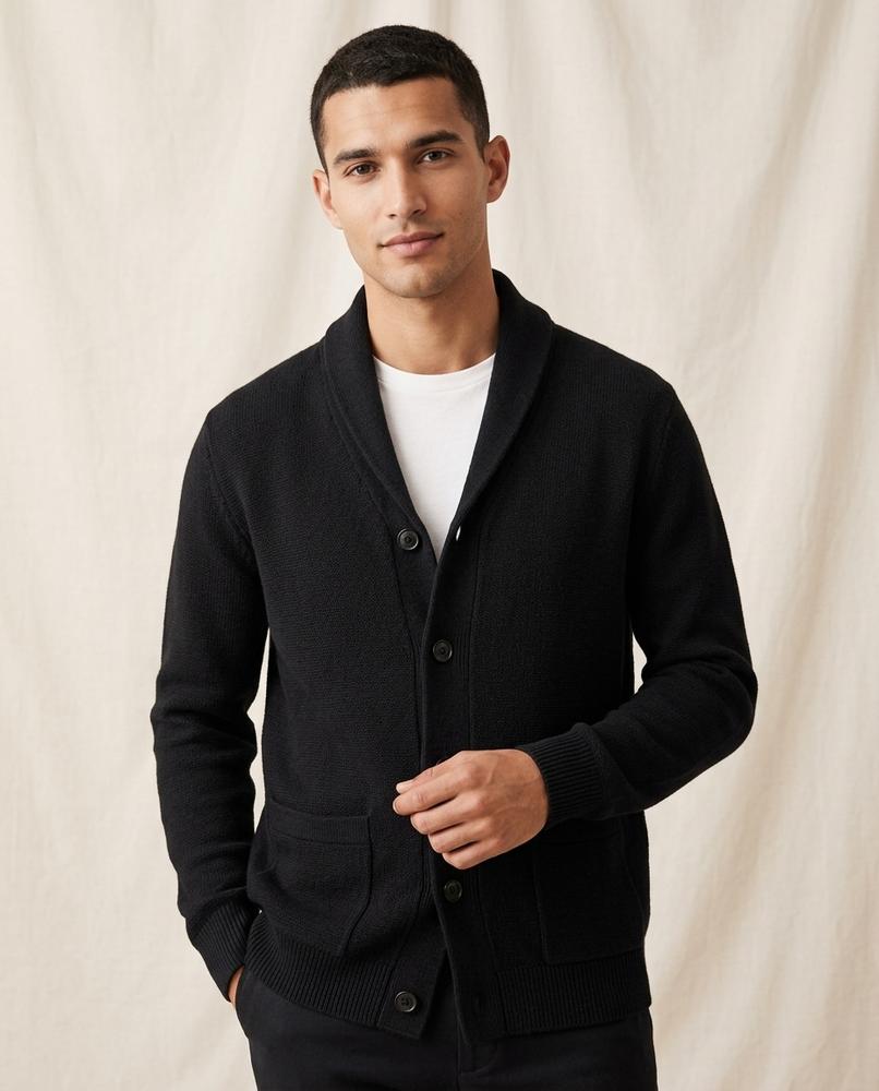 Lands Fashion - Camel | Shawl Collar Rib-Knit Cardigan Men